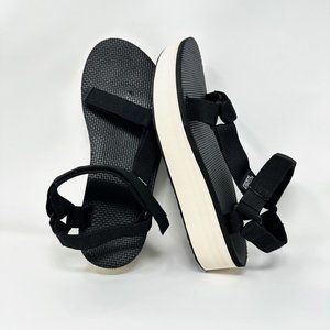 Teva Womens Flatform Universal Sandals Size 10 Y2K Black Cream Platform Nwob